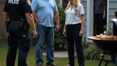 Photo of In the middle of the family cookout, a strange text appeared on my phone: “Leave immediately. Don’t speak to anyone.” I stood up calmly and walked away. Moments later, flashing lights filled the street as police cars pulled in.