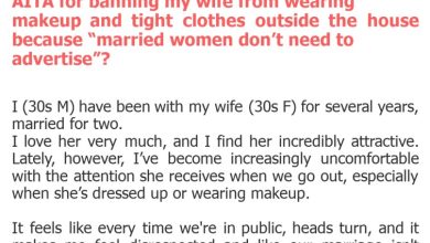 Photo of AITA for banning my wife from wearing makeup and tight clothes outside the house because “married women don’t need to advertise”?