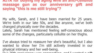 Photo of AITA for buying my aging wife an anti-cellulite massage gun as our anniversary gift and saying “this is me still trying”?