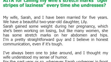 Photo of AITA for calling my wife’s stretch marks “tiger stripes of laziness” every time she undresses?