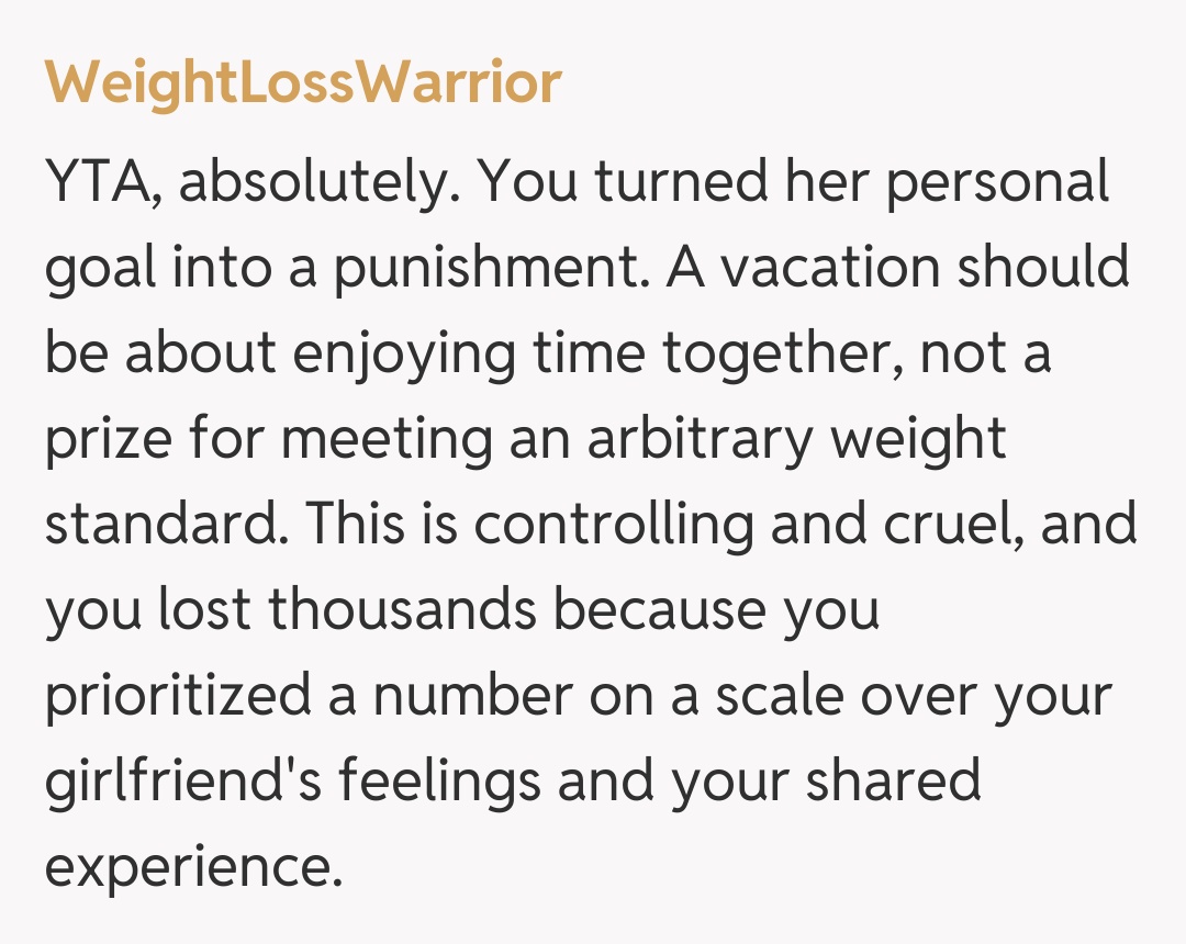 Comentariu de la WeightLossWarrior