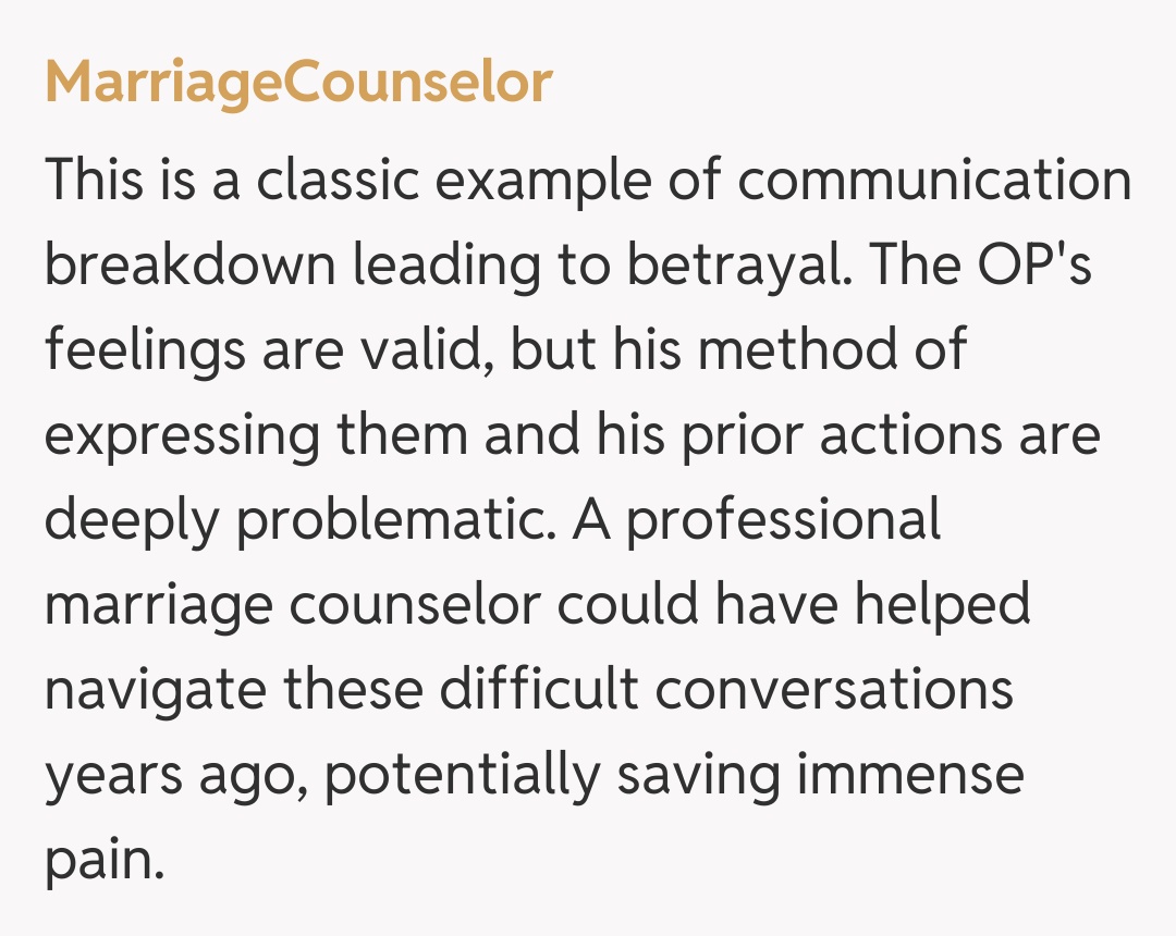 Comentariu de la MarriageCounselor