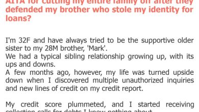 Photo of AITA for cutting my entire family off after they defended my brother who stole my identity for loans?