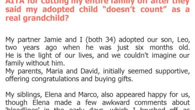 Photo of AITA for cutting my entire family off after they said my adopted child “doesn’t count” as a real grandchild?