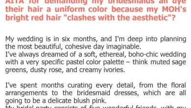 Photo of AITA for demanding my bridesmaids all dye their hair a uniform color because my MOH’s bright red hair “clashes with the aesthetic”?