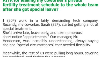 Photo of AITA for leaking my coworker’s private fertility treatment schedule to the whole team after she got special leave?