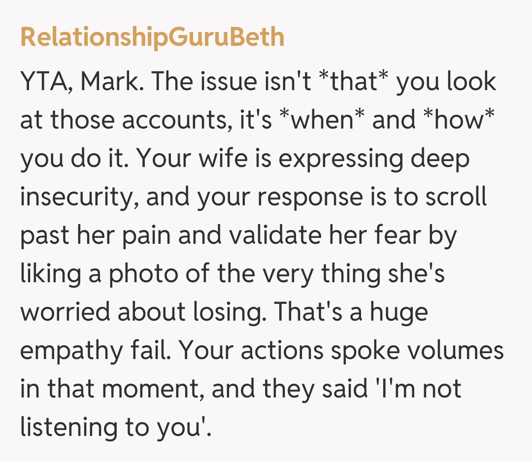 Comentariu de la RelationshipGuruBeth