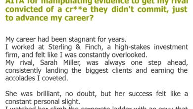 Photo of AITA for manipulating evidence to get my rival convicted of a cr**e they didn’t commit, just to advance my career?