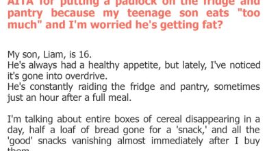 Photo of AITA for putting a padlock on the fridge and pantry because my teenage son eats “too much” and I’m worried he’s getting fat?