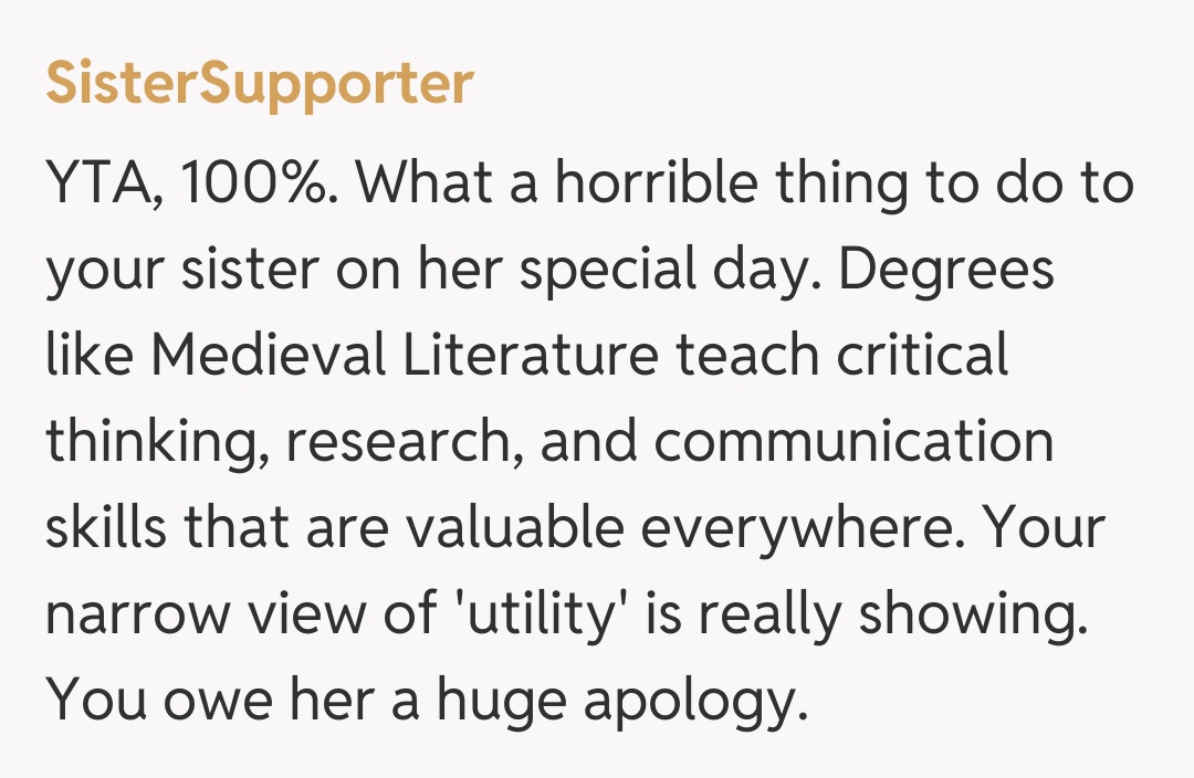 Comentariu de la SisterSupporter