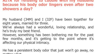 Photo of AITA for refusing to cuddle with my husband because his body odor lingers even after two showers a day?