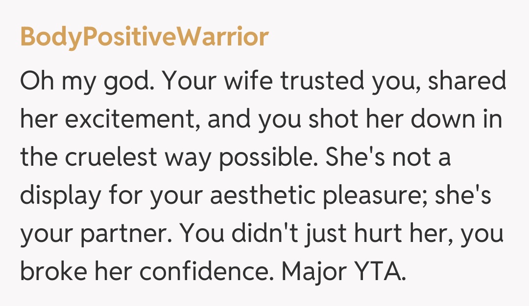 Comentariu de la BodyPositiveWarrior