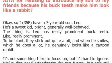 Photo of AITA for refusing to introduce my son to my friends because his buck teeth make him look like a rabbit?
