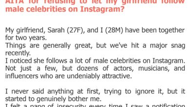 Photo of AITA for refusing to let my girlfriend follow male celebrities on Instagram?