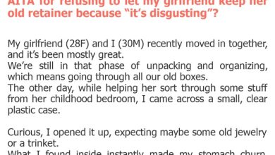 Photo of AITA for refusing to let my girlfriend keep her old retainer because “it’s disgusting”?