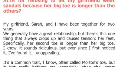 Photo of AITA for refusing to let my girlfriend wear sandals because her big toe is longer than the others?