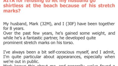 Photo of AITA for refusing to let my husband go shirtless at the beach because of his stretch marks?