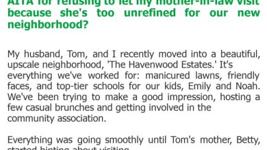 Photo of AITA for refusing to let my mother-in-law visit because she’s too unrefined for our new neighborhood?