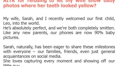 Photo of AITA for refusing to let my wife show baby photos where her teeth looked yellow?