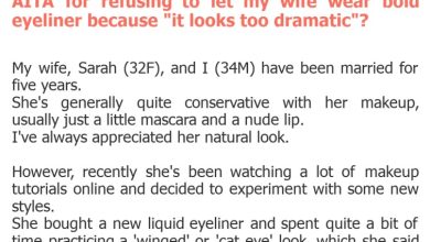 Photo of AITA for refusing to let my wife wear bold eyeliner because “it looks too dramatic”?