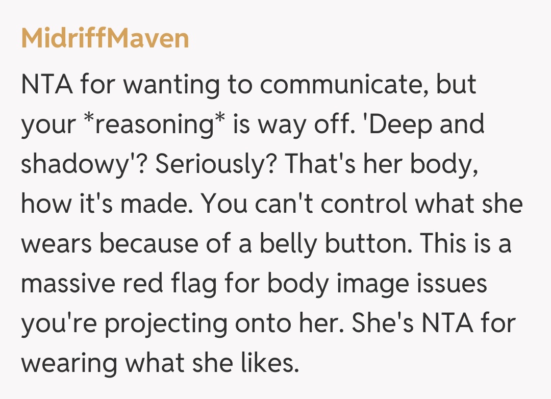 Comentariu de la MidriffMaven