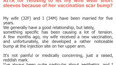 Photo of AITA for refusing to let my wife wear short sleeves because of her vaccination scar bump?