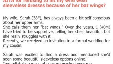 Photo of AITA for refusing to let my wife wear sleeveless dresses because of her bat wings?
