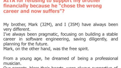 Photo of AITA for refusing to support my brother financially because he “chose the wrong career and now suffers”?