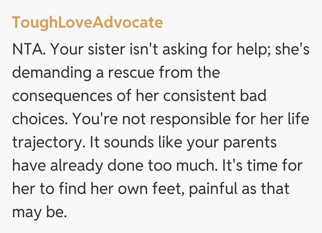 Comentariu de la ToughLoveAdvocate