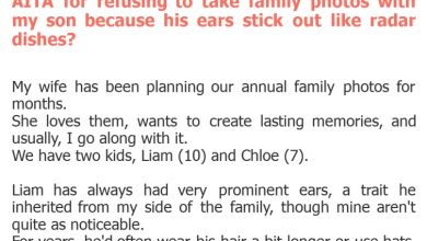 Photo of AITA for refusing to take family photos with my son because his ears stick out like radar dishes?