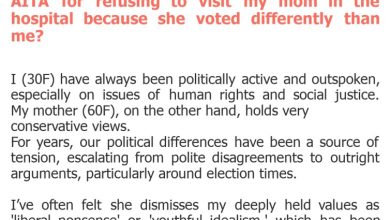 Photo of AITA for refusing to visit my mom in the hospital because she voted differently than me?