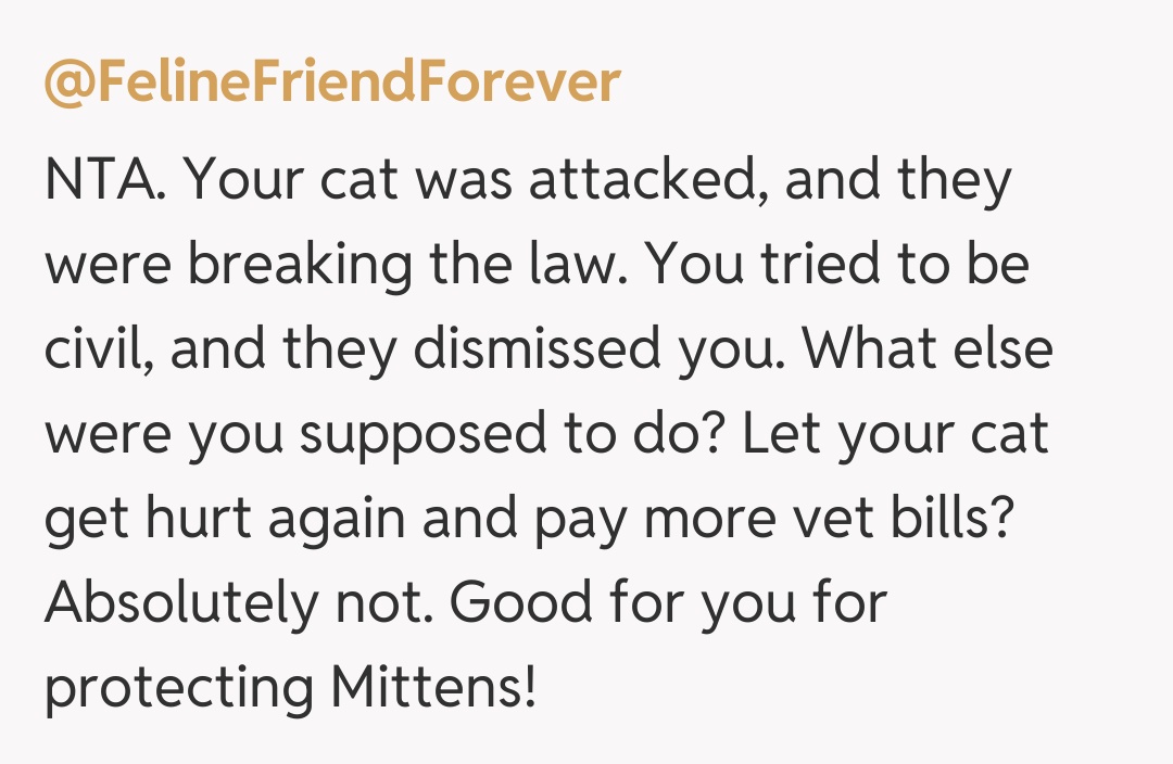 Comentariu de la @FelineFriendForever