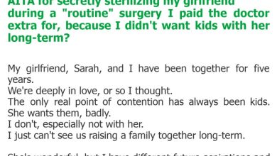 Photo of AITA for secretly sterilizing my girlfriend during a “routine” surgery I paid the doctor extra for, because I didn’t want kids with her long-term?