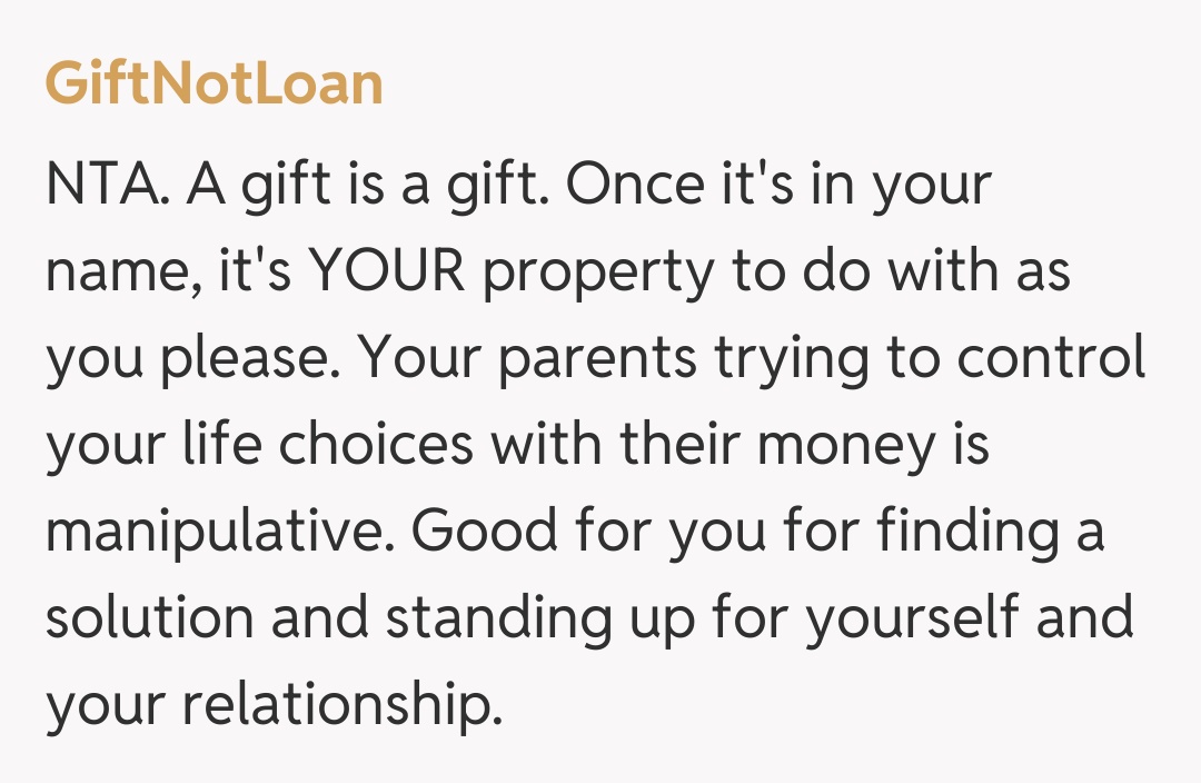 Comentariu de la GiftNotLoan
