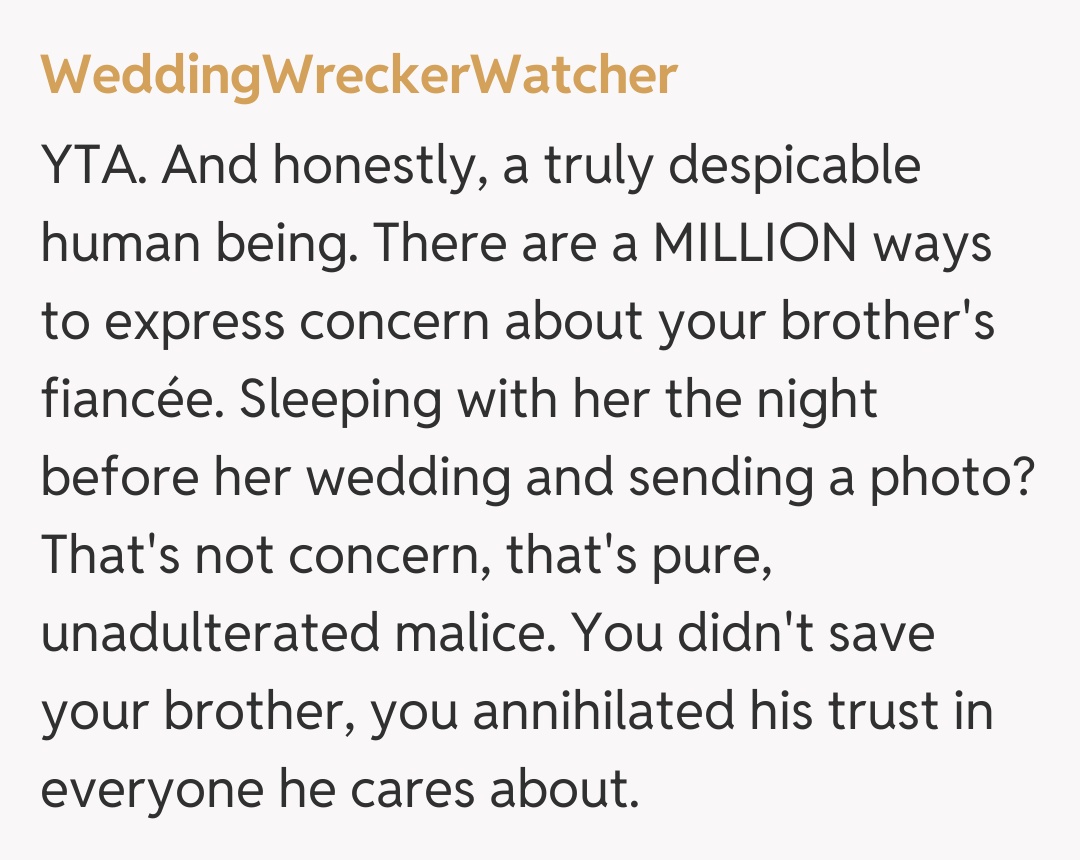 Comentariu de la WeddingWreckerWatcher