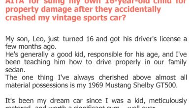 Photo of AITA for suing my own 16-year-old child for property damage after they accidentally crashed my vintage sports car?