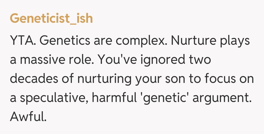 Comentariu de la Geneticist_ish