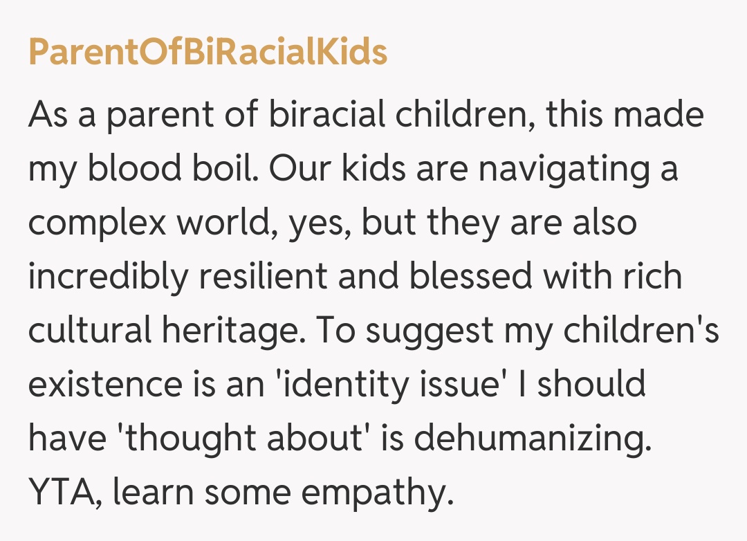 Comentariu de la ParentOfBiRacialKids