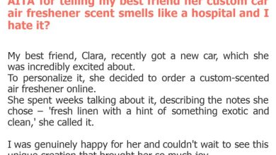 Photo of AITA for telling my best friend her custom car air freshener scent smells like a hospital and I hate it?