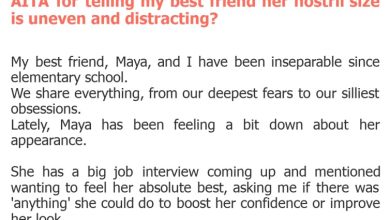 Photo of AITA for telling my best friend her nostril size is uneven and distracting?