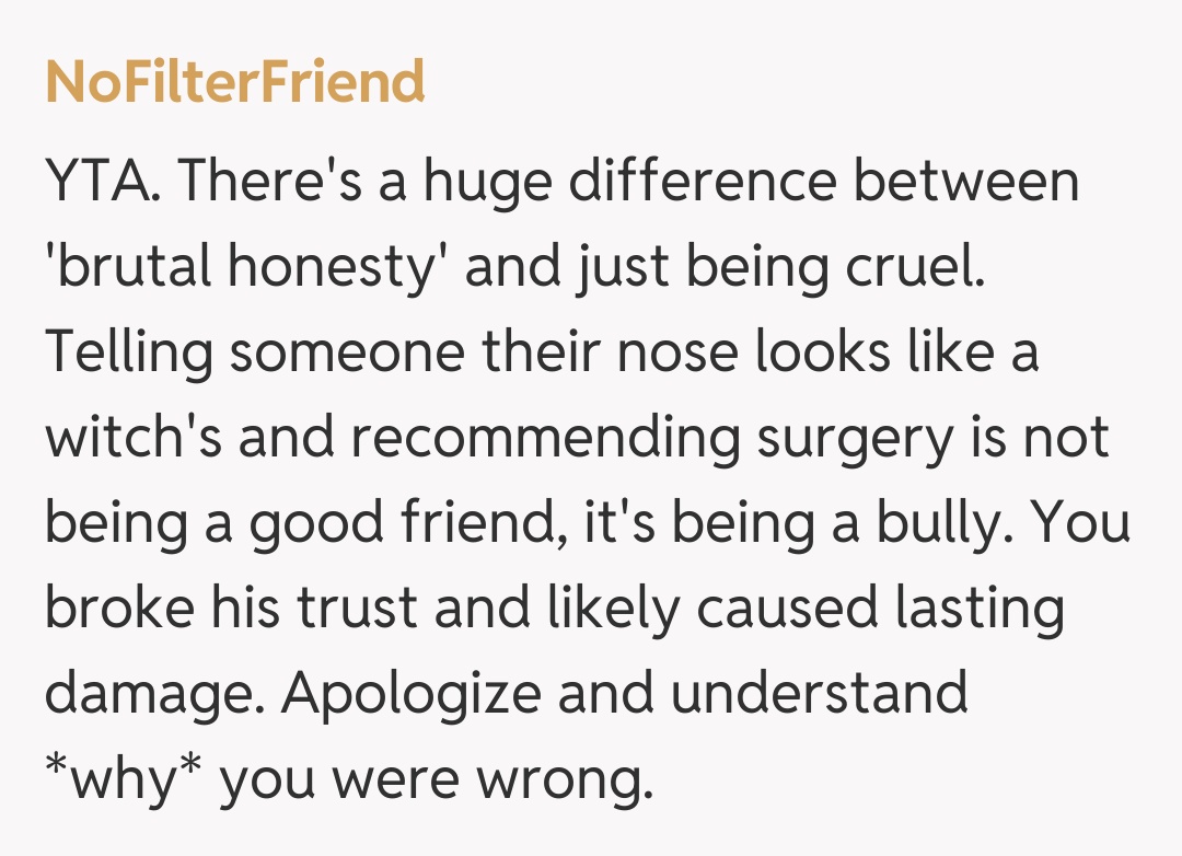 Comentariu de la NoFilterFriend