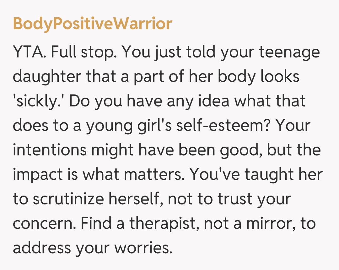 Comentariu de la BodyPositiveWarrior