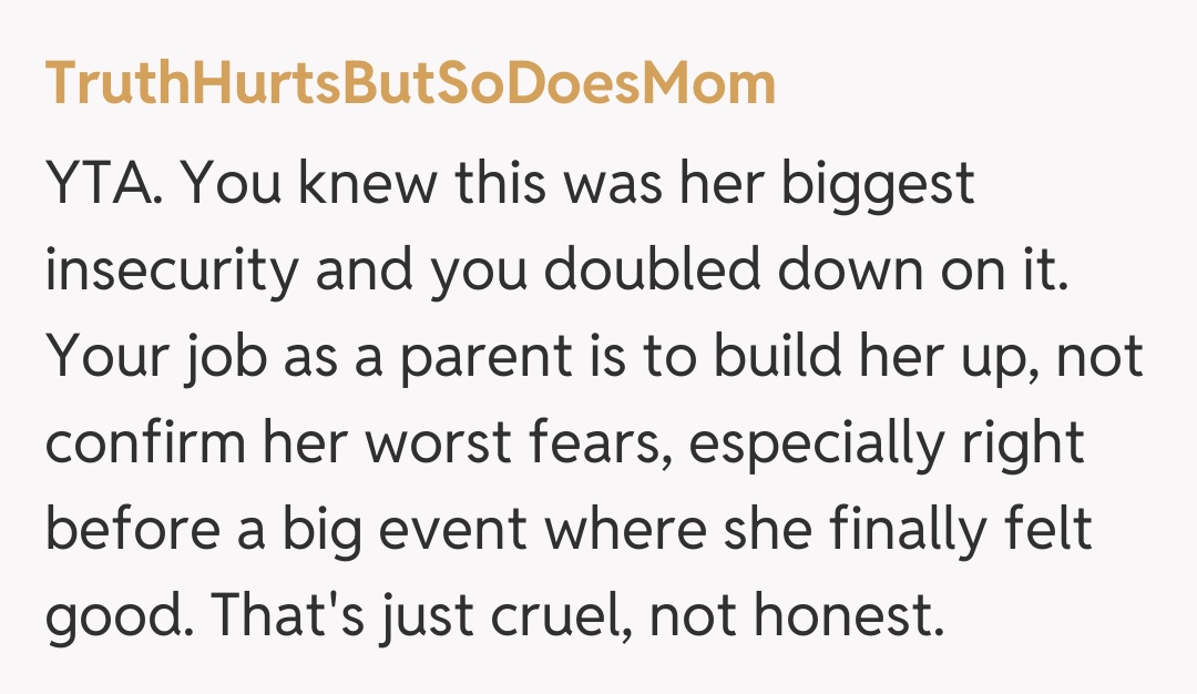 Comentariu de la TruthHurtsButSoDoesMom