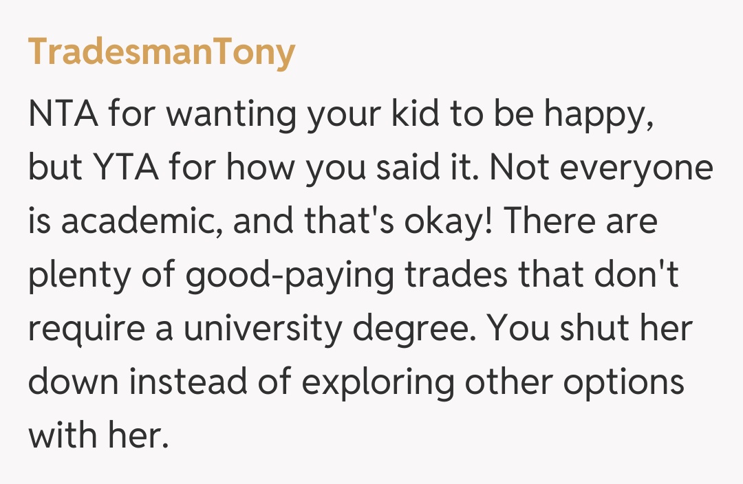 Comentariu de la TradesmanTony