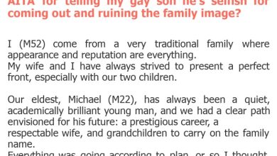 Photo of AITA for telling my gay son he’s selfish for coming out and ruining the family image?