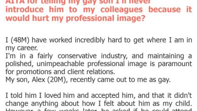 Photo of AITA for telling my gay son I’ll never introduce him to my colleagues because it would hurt my professional image?