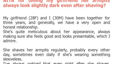 Photo of AITA for telling my girlfriend her armpits always look slightly dark even after shaving?