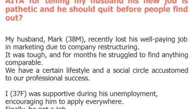 Photo of AITA for telling my husband his new job is pathetic and he should quit before people find out?