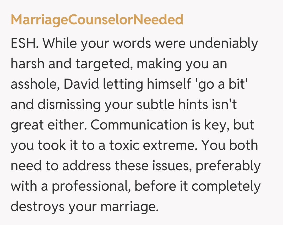 Comentariu de la MarriageCounselorNeeded