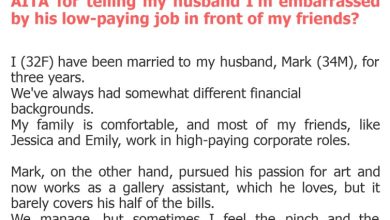 Photo of AITA for telling my husband I’m embarrassed by his low-paying job in front of my friends?
